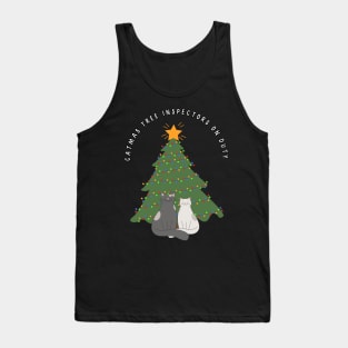 Catmas tree inspectors on duty. Christmas cat humor Tank Top